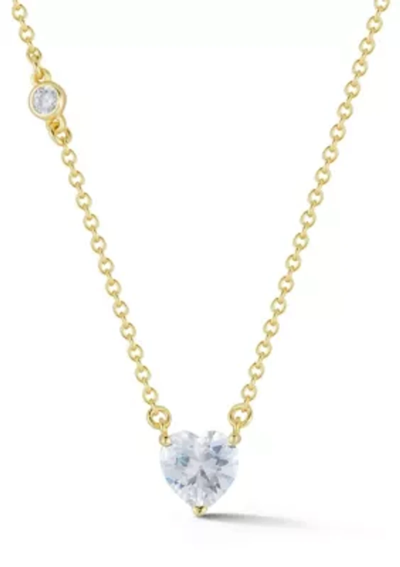 Sterling Silver Cubic Zirconia Heart Pendant Necklace