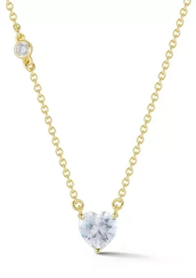 Sterling Silver Cubic Zirconia Heart Pendant Necklace