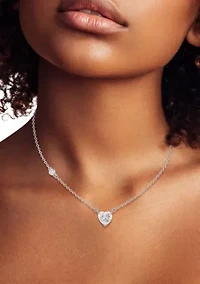 Sterling Silver Cubic Zirconia Heart Pendant Necklace
