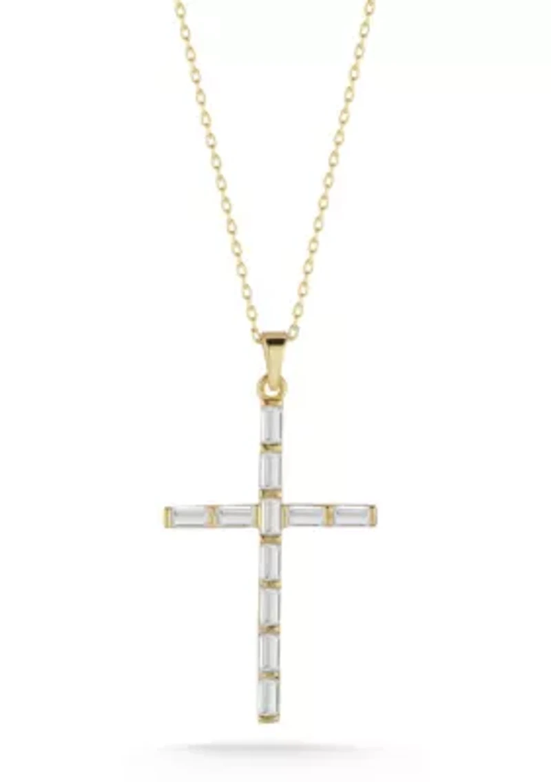 Sterling Silver Cubic Zirconia Cross Pendant Necklace