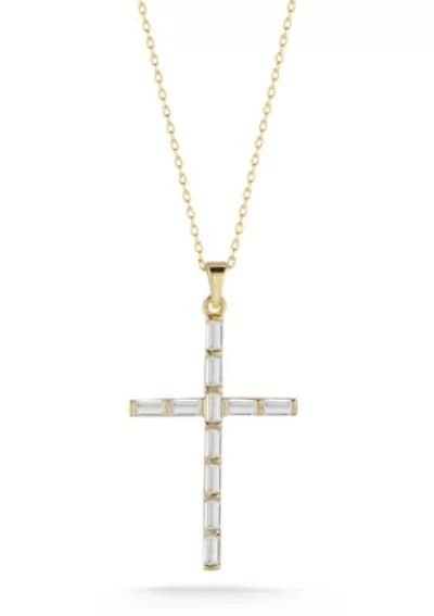 Sterling Silver Cubic Zirconia Cross Pendant Necklace