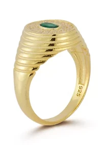 Sterling Silver Cubic Zirconia Oval Signet Ring