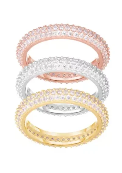 Sterling Silver Cubic Zirconia Band Ring 3 Set