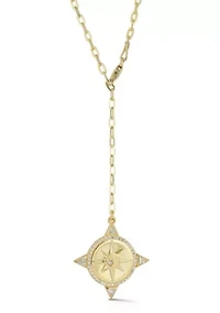 Sterling Silver Cubic Zirconia Compass Lariat Necklace