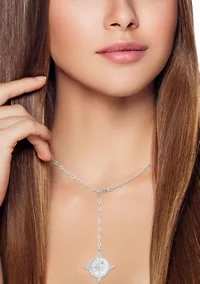 Sterling Silver Cubic Zirconia Compass Lariat Necklace