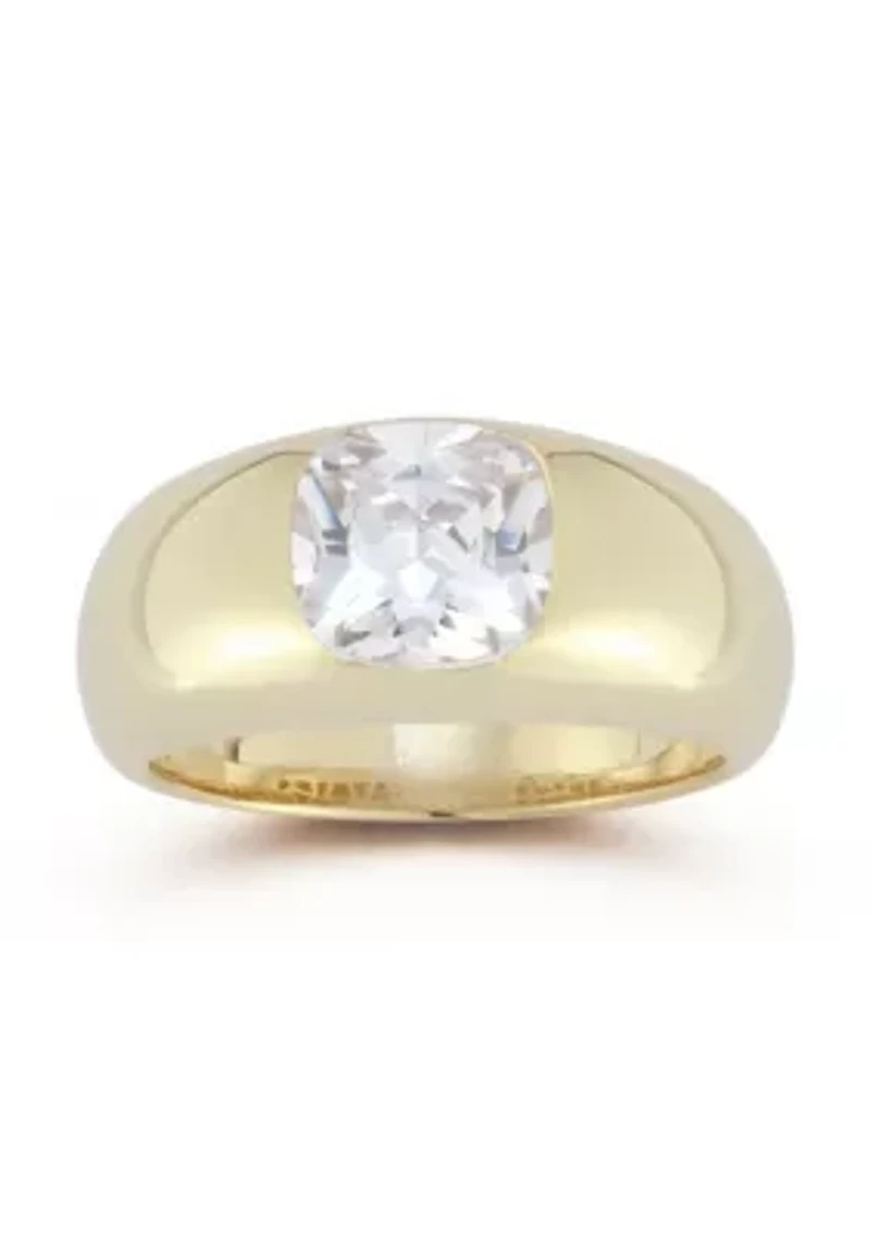 Sterling Silver Cubic Zirconia Dome Signet Ring