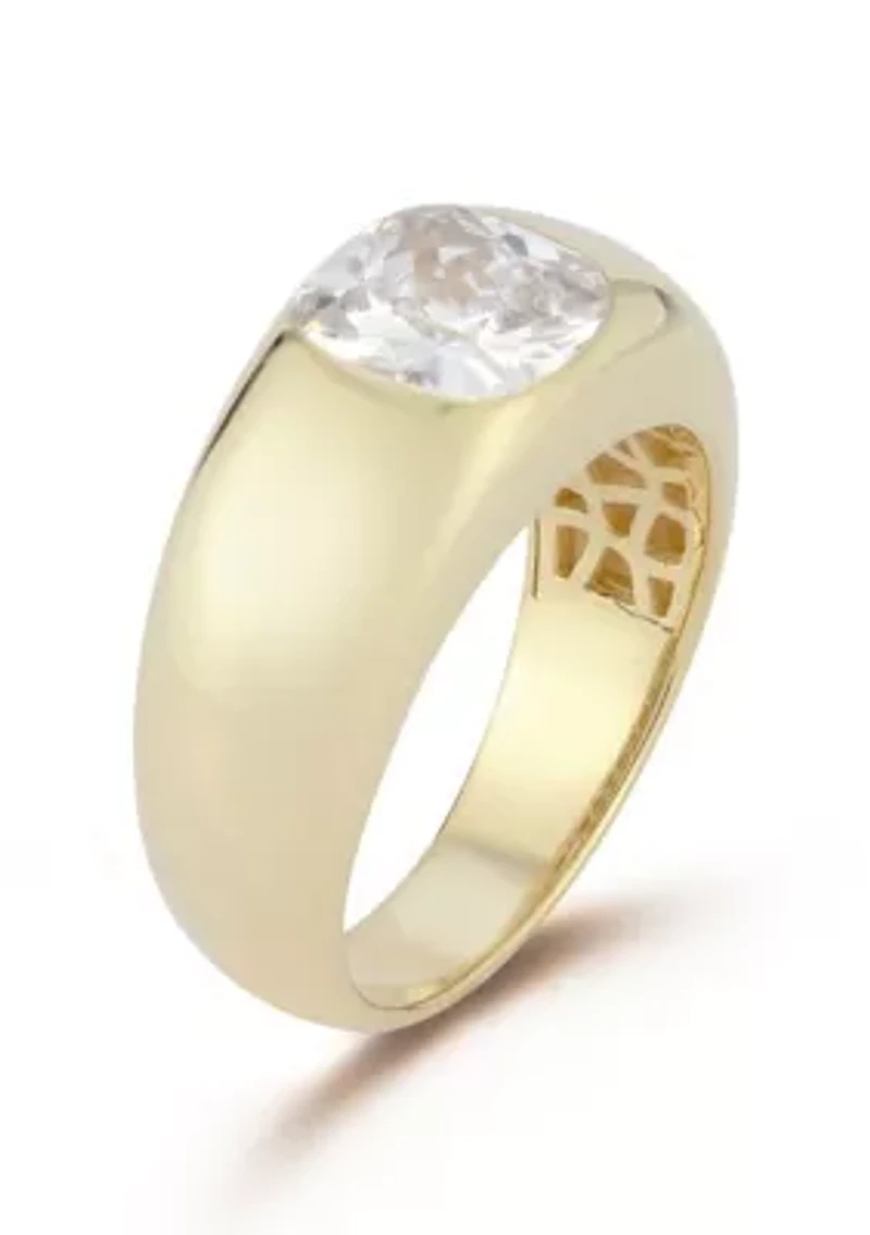 Sterling Silver Cubic Zirconia Dome Signet Ring