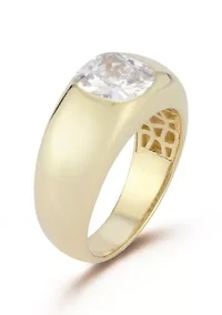 Sterling Silver Cubic Zirconia Dome Signet Ring