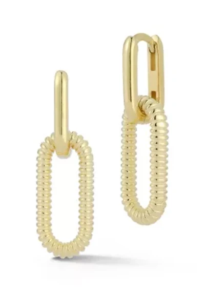 Sterling Silver Oval Drop Link Earrings