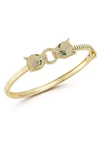 Sterling Silver Cubic Zirconia Panther Bangle Bracelet