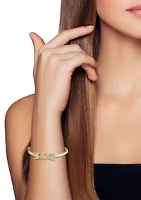 Sterling Silver Cubic Zirconia Panther Bangle Bracelet