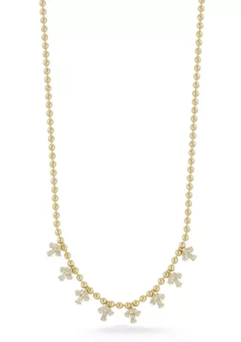 Sterling Silver Cluster Charm Necklace with Cubic Zirconia