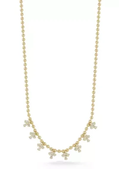 Sterling Silver Cluster Charm Necklace with Cubic Zirconia