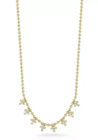 Sterling Silver Cluster Charm Necklace with Cubic Zirconia