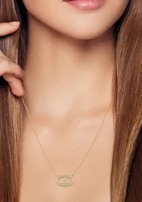 Sterling Silver Pave Mariner Pendant Necklace with Cubic Zirconia