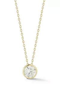 Sterling Silver Round Cubic Zirconia Solitaire Pendant Necklace