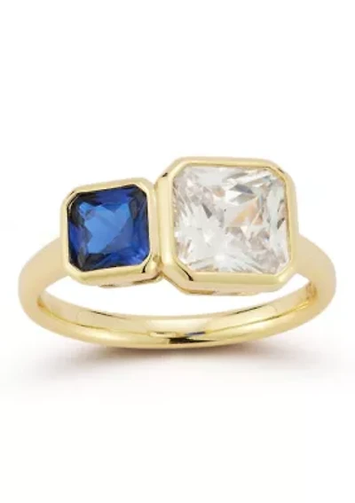 Sterling Silver Cubic Zirconia 2-Stone Ring