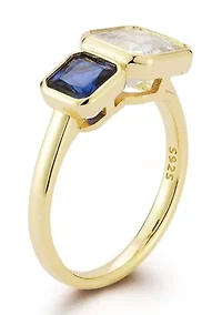 Sterling Silver Cubic Zirconia 2-Stone Ring