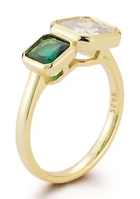 Sterling Silver Cubic Zirconia 2-Stone Ring