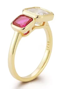 Sterling Silver Cubic Zirconia 2-Stone Ring