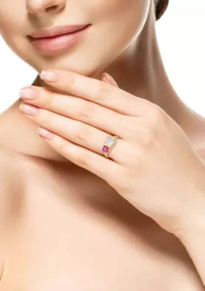 Sterling Silver Cubic Zirconia 2-Stone Ring