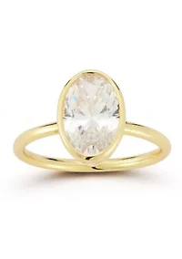 Sterling Silver Oval White Cubic Zirconia Solitaire Ring