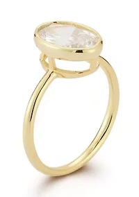 Sterling Silver Oval White Cubic Zirconia Solitaire Ring