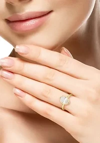 Sterling Silver Oval White Cubic Zirconia Solitaire Ring