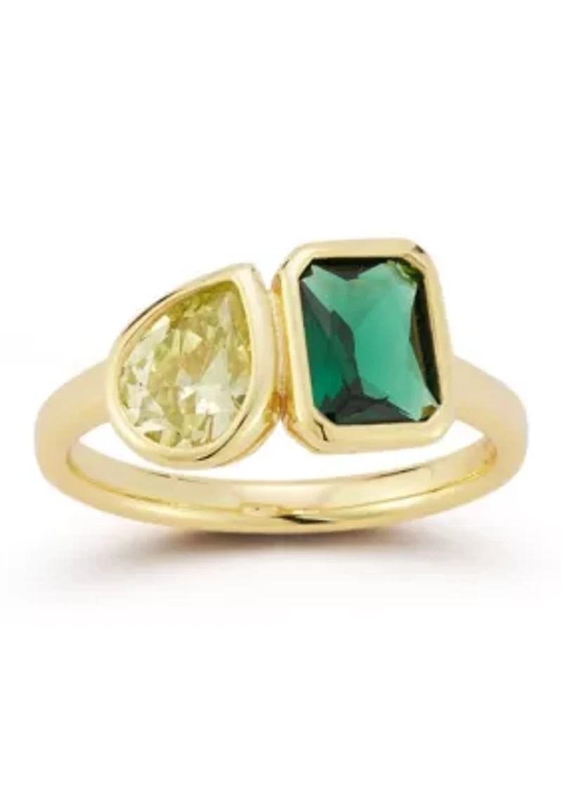 Sterling Silver 2-Stone Cubic Zirconia Ring