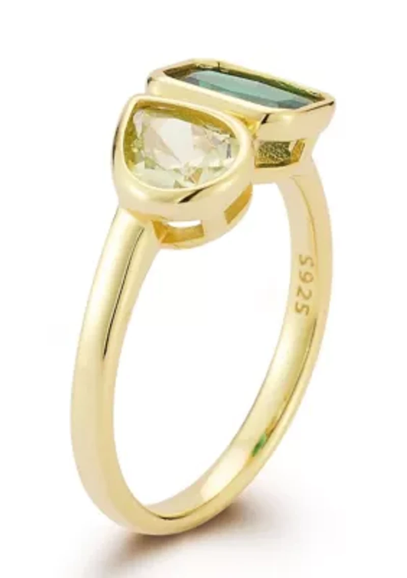 Sterling Silver 2-Stone Cubic Zirconia Ring