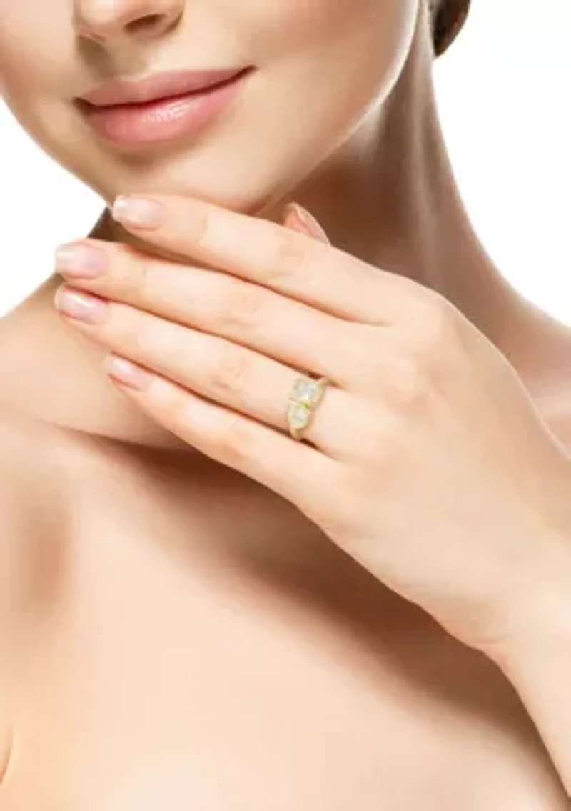 Sterling Silver 2-Stone Cubic Zirconia Ring