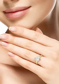 Sterling Silver Pear Shaped White Cubic Zirconia Solitaire Ring