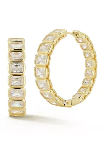 Sterling Silver Cubic Zirconia Inside Out Eternity Hoops