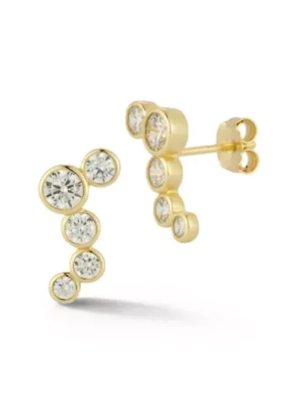 Sterling Silver Cubic Zirconia Bubble ZigZag Studs