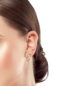 Sterling Silver Cubic Zirconia Bubble ZigZag Studs