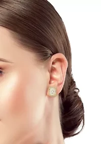 Sterling Silver Radiant Cut Cubic Zirconia Stud Earrings