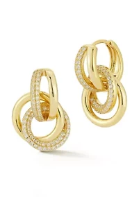 Sterling Silver Multi Ring Dangle Earrings with Cubic Zirconia