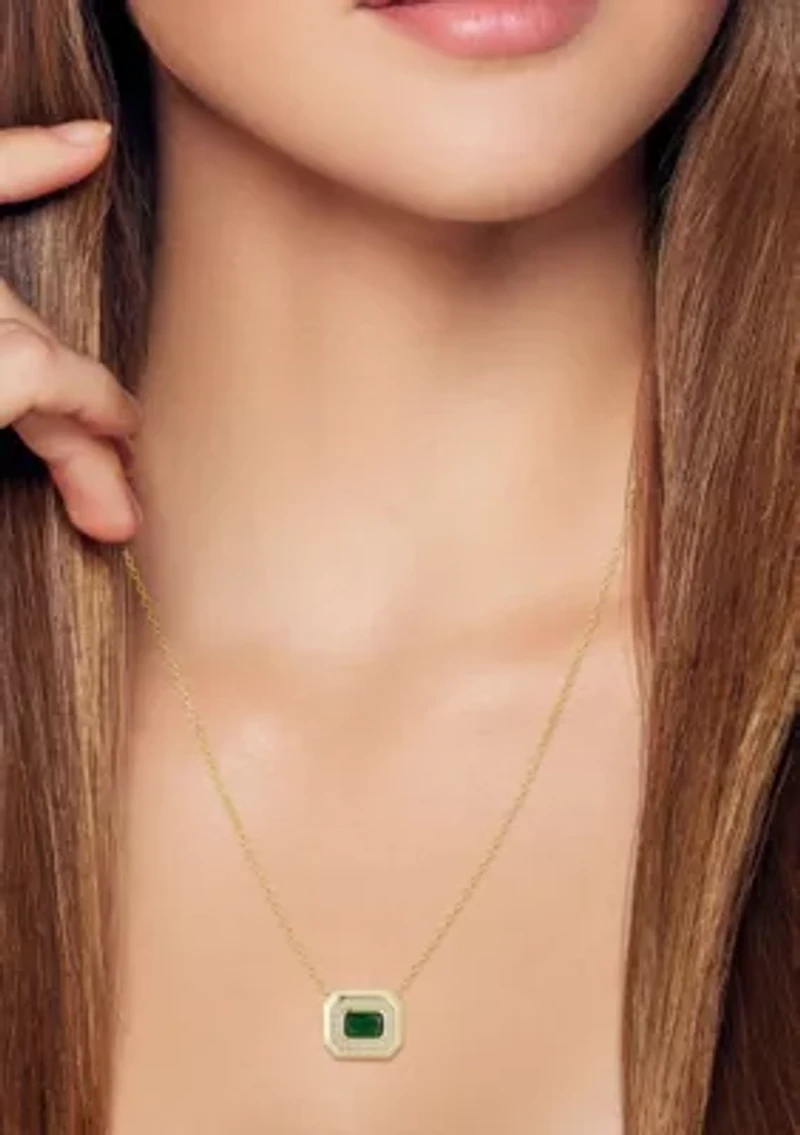 Sterling Silver Radiant Pendant Necklace with Cubic Zirconia