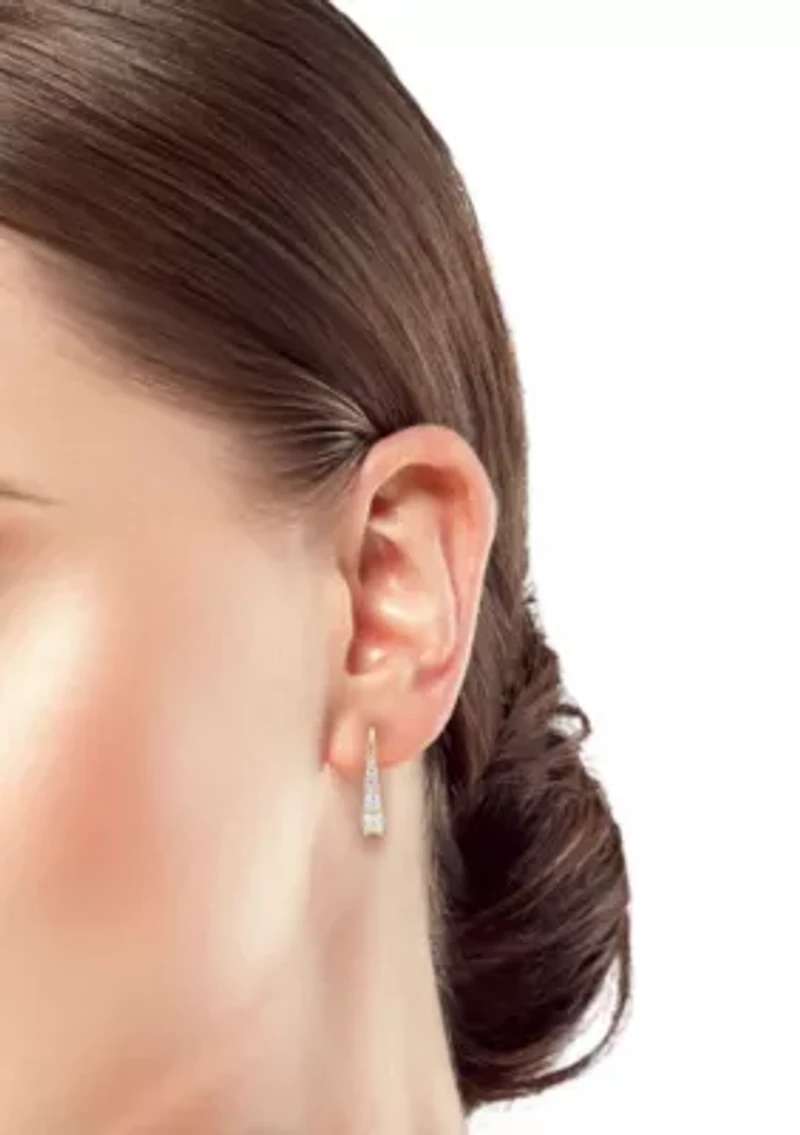 Sterling Silver Cubic Zirconia Graduated Threader Earrings