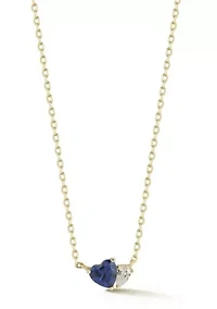 Sterling Silver 2-Stone Heart Necklace with Cubic Zirconia