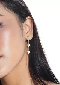 Sterling Silver Pave Triple Heart Front/Back Dangle Earrings