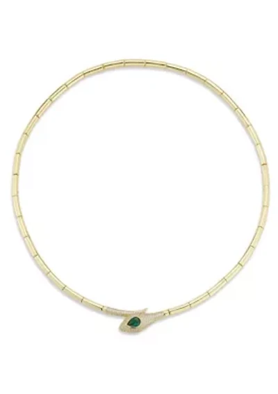 Sterling Silver Pave Snake Collar Necklace with Cubic Zirconia