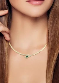 Sterling Silver Pave Snake Collar Necklace with Cubic Zirconia