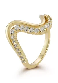 Sterling Silver Cubic Zirconia Double Wave Ring