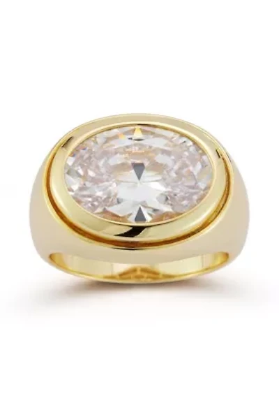 Sterling Silver Cubic Zirconia Bold Dome Ring