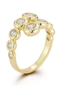 Sterling Silver Cubic Zirconia Bubble Bypass Ring