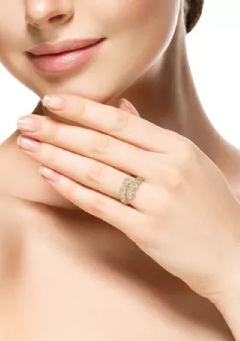 Sterling Silver Cubic Zirconia Bubble Bypass Ring