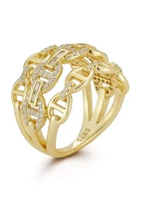 Sterling Silver Cubic Zirconia Triple Mariner Row Ring