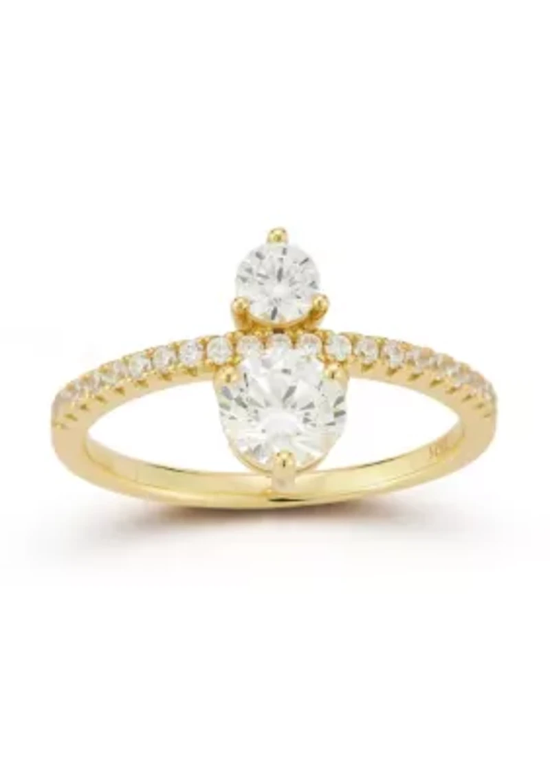 Sterling Silver Cubic Zirconia Two-Stone Ring