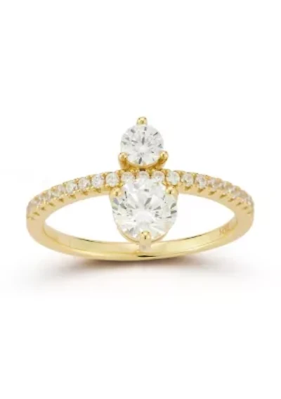 Sterling Silver Cubic Zirconia Two-Stone Ring